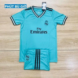 [ẢNH THẬT] Bộ quần áo đá bóng trẻ em, đá banh trẻ em CLB REAL XANH NGỌC cao cấp mẫu mới nhất 2019-2020