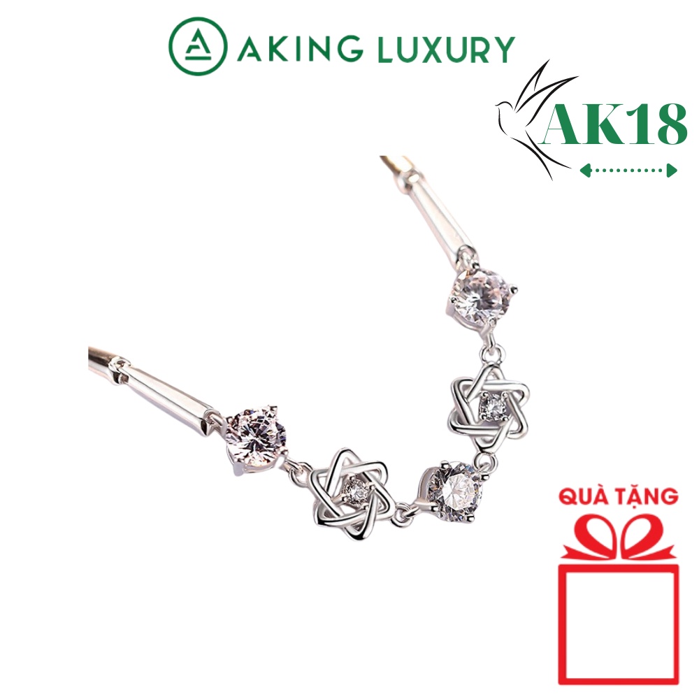 Vòng tay bạc AKING LUXURY AK18 cao cấp, lắc tay nữ hình ngôi sao mang đến sự trẻ trung. Vòng tay mới nhất 2021