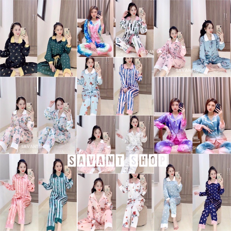 [ MẪU MỚI SIÊU HOT ] Pijama Lụa Satin Cổ Sen Tay Phồng Cổ Điển Sang Chảnh