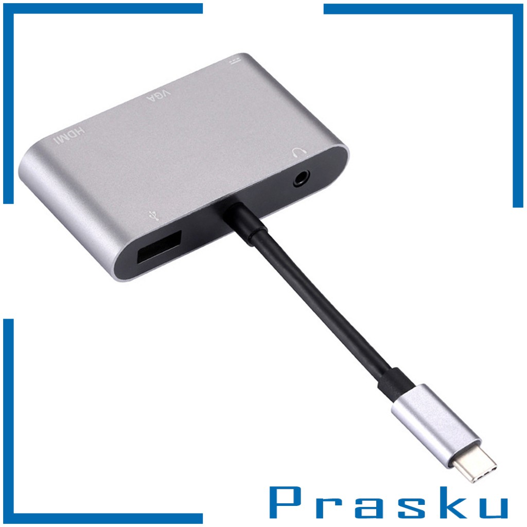 [PRASKU] 5in1 USB C Hub Type C To 4K HDMI USB 3.0 2.0 PD VGA Port Adapter Converter