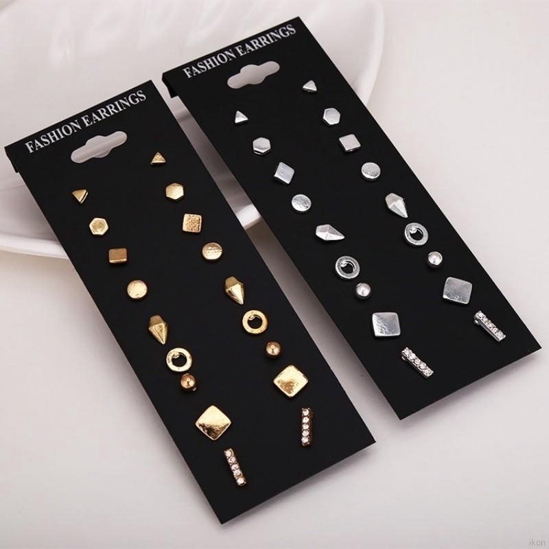 Set 9 đôi bông tai xỏ lỗ nhiều kiểu xinh xắn cho nữ