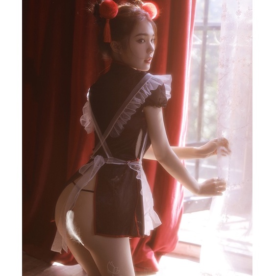 Cosplay sườn xám cô gái Trung Hoa cutout gợi cảm táo bạo - váy ngủ cổ trang sexy đầy đủ phụ kiện