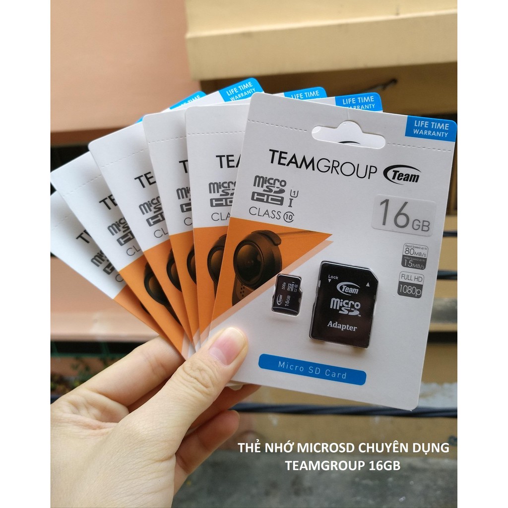 Thẻ nhớ chuyên dụng cho camera MicroSD Team Class 10 16Gb tặng kèm Adapter (TÙY LÔ BAO BÌ SẼ KHÁC NHAU) | BigBuy360 - bigbuy360.vn