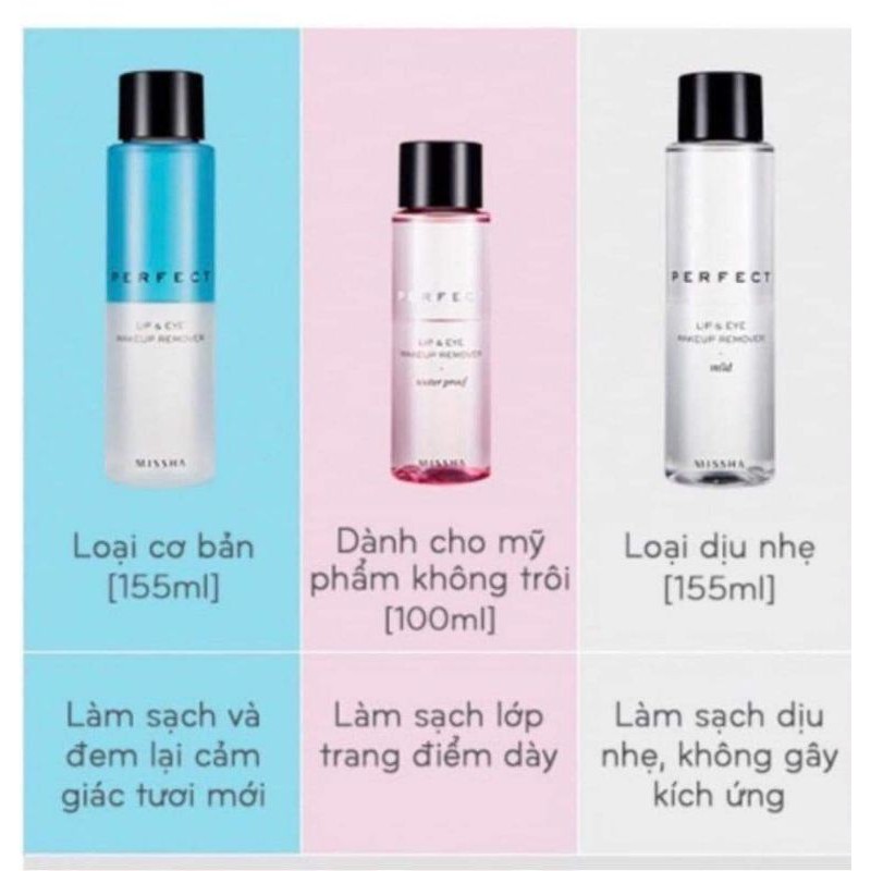 Tẩy trang mắt môi Missha màu hồng