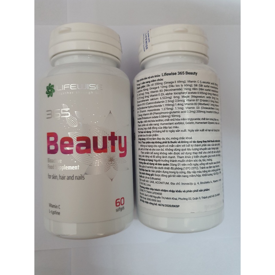 [ GIÁ SỈ ] - Thực Phẩm LifeWise #365 Beauty - Làm đẹp từ bên trong da tóc và móng khỏe mạnh - Hộp 60 viên