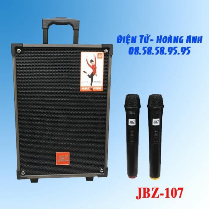 Loa kéo di động JBZ 107-Bass 2.5 tấc(25cm)CS-300W+2Micro Không Dây+Remto+adapter sạc+dây tín hiệu tivi(106+108+109)