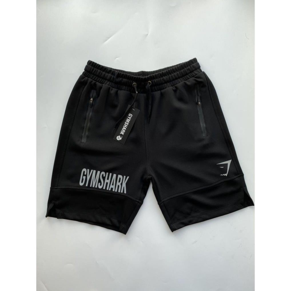 Quần short tập gym Gymshark logo phản quang, khóa chống nước - Quần đùi thể thao cao cấp - BB Sports xịn