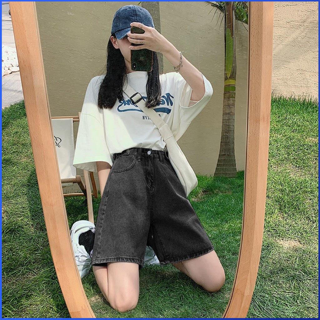 Quần Short Jean Nữ COVAS Quần Jean Đùi Cạp Cao Ống Rộng Cúc Đồng Màu Đẹp Vải Bò V022 | BigBuy360 - bigbuy360.vn