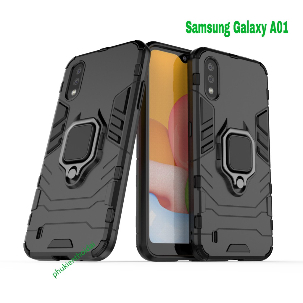 Ốp lưng Iron Man Iring Samsung A01 chống sốc chống va đập mạnh siêu bền giá đỡ mặt lưng