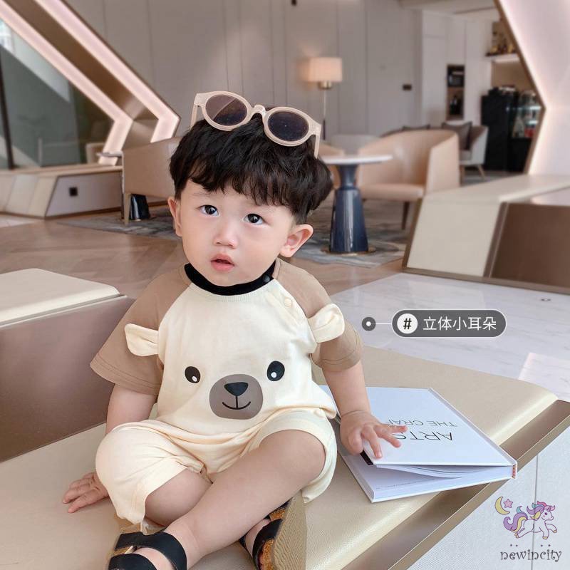 Bộ Áo Liền Quần In Họa Tiết Hoạt Hình Phong Cách Hàn Quốc Cho Bé