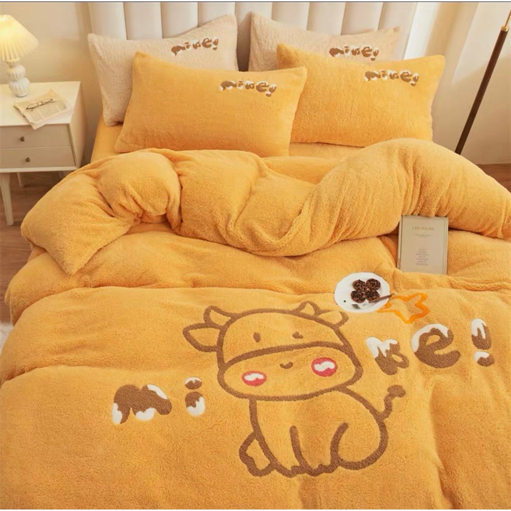 Bộ ga gối nỉ bông tuyết sữa, bộ sưu tập 4 món nỉ tuyết sữa đủ kích thước dày dặn cho mùa đông ấm áp hàng nhập loại 1