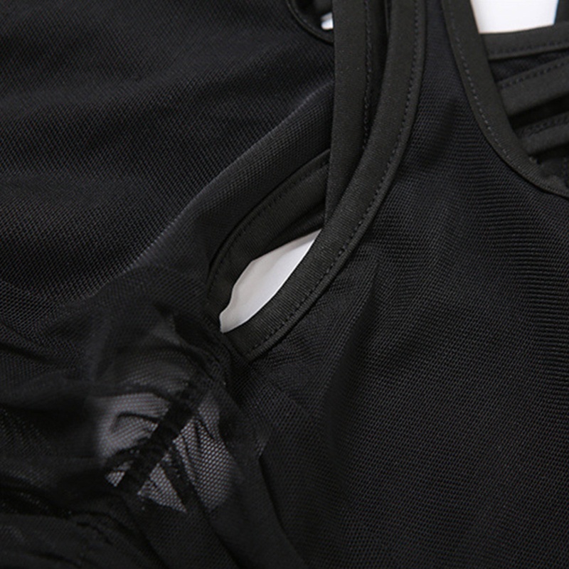 Brroa Áo Crop Top Lưới Không Tay Dây Chéo Gợi Cảm Mùa Hè Harajuku Cho Nữ Pa