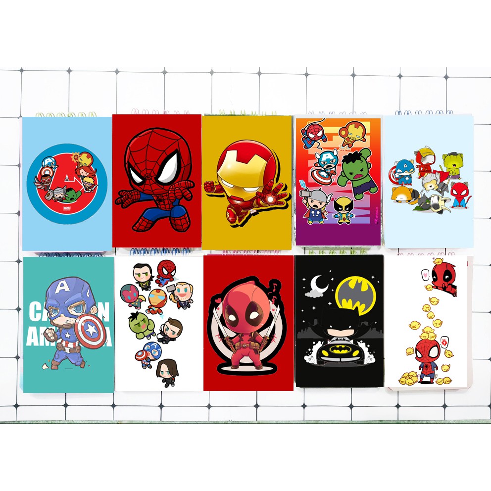 Sổ lò xo mini siêu anh hùng LXD19 A7 100 trang sổ note dễ thương