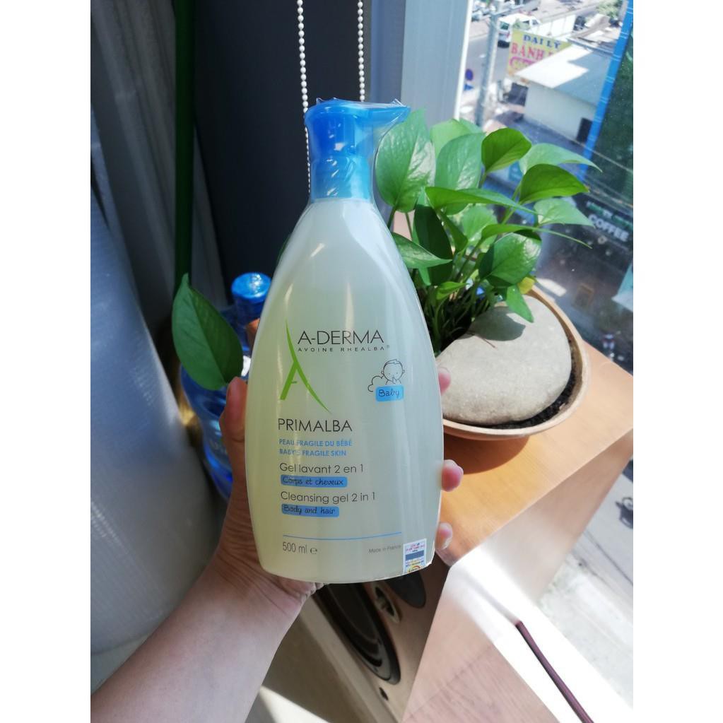 [TEM CTY] Sữa tắm gội  ADERMA Primalba Cleansing Gel 2in1 200mL &amp; 500mL - A-Derma dịu nhẹ cho tóc và cơ thể em bé