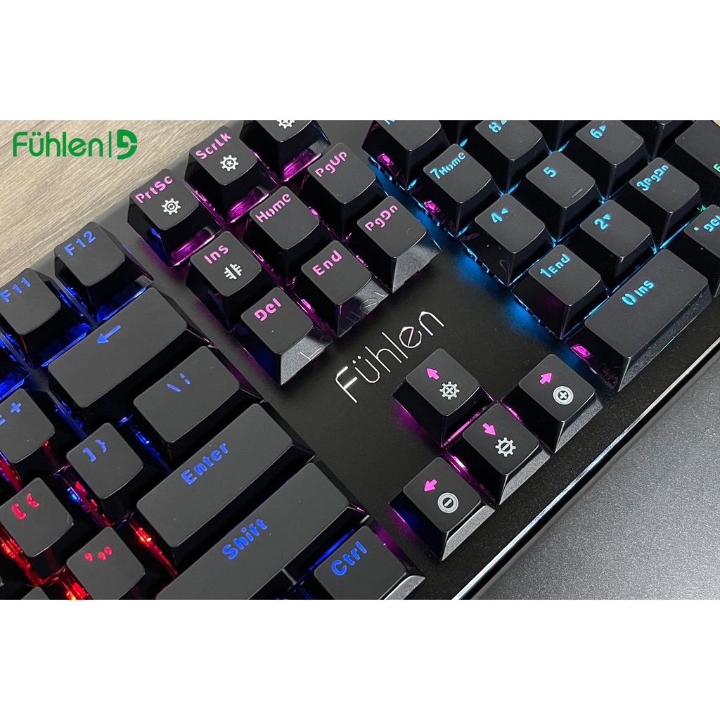 Bàn phím cơ Blue switch Fuhlen D (Destroyer), Phím Gaming Led RGB 7 màu RAINBOW