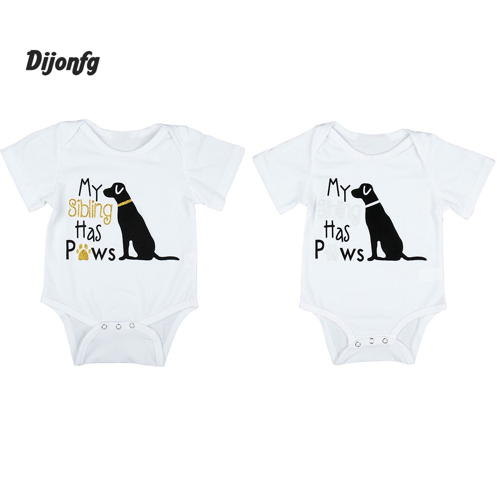 [ HÀNG giảm giá ] Áo liền quần ngắn tay hình con chó cute cho bé sơ sinh