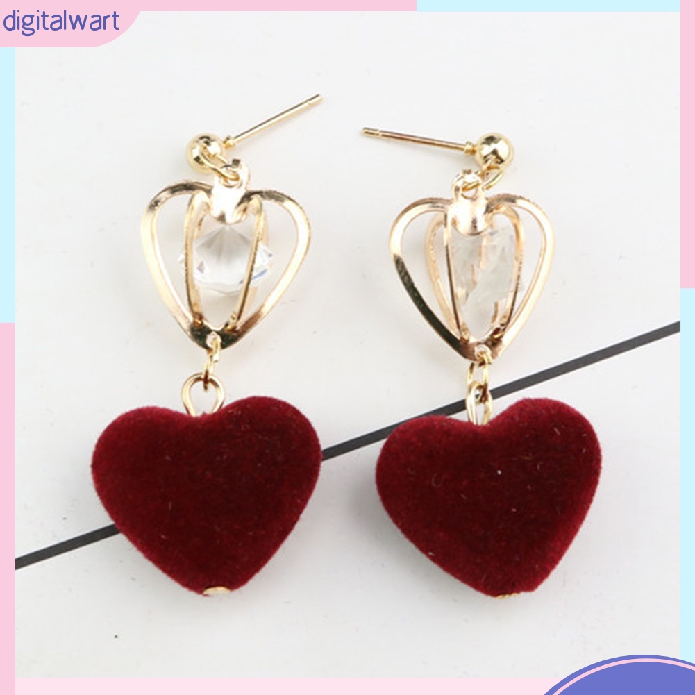 Bông Tai Hình Vương Miện / Trái Tim Đính Đá Thời Trang Dành Cho Nữ