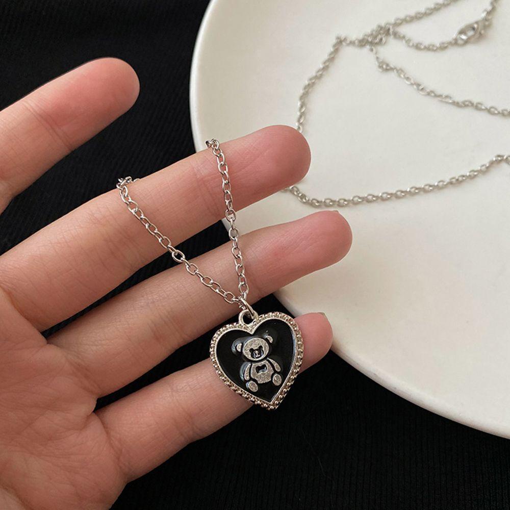 QQMALL Vòng cổ Hợp Kim Mặt Hình Gấu Phong Cách Vintage Ngọt Ngào