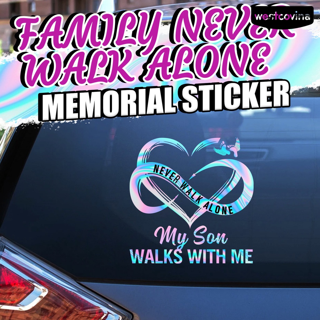 [Hot]✍Miếng Dán Tưởng Niệm Hình Ảnh Gia Đình Never Walk Alone Trang Trí Laptop Lâu Trôi Đáng Yêu