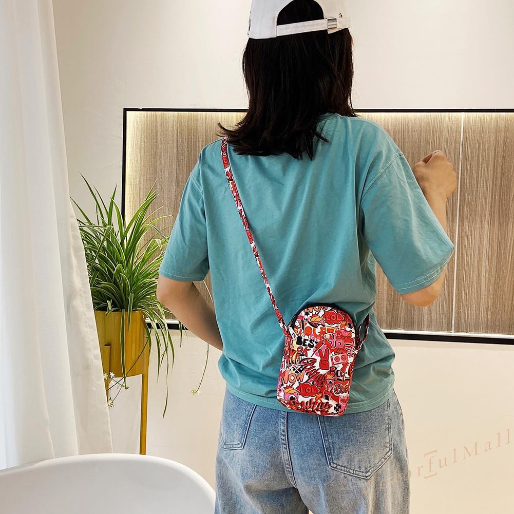 Unisex Graffiti Messenger Bag Simple Leather Travel Small Shoulder Handbags