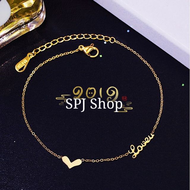 Lắc Chân Titan Trái Tim Chữ Love | BigBuy360 - bigbuy360.vn