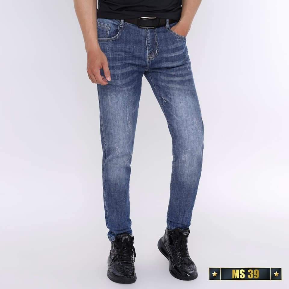 Quần jean nam xanh không rách chất bò cao cấp co dãn 4 chiều họa tiết cực đẹp, quần rin nam QDJ03939 Nhiều mẫu mới
