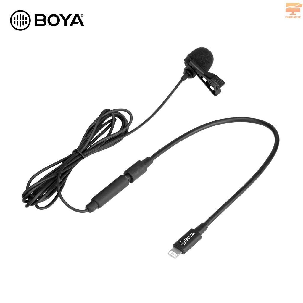 Boya Micro Cài Áo Cardioid Có Dây Cáp 3.5mm Trs Sang Lightning Cho Điện Thoại Ios