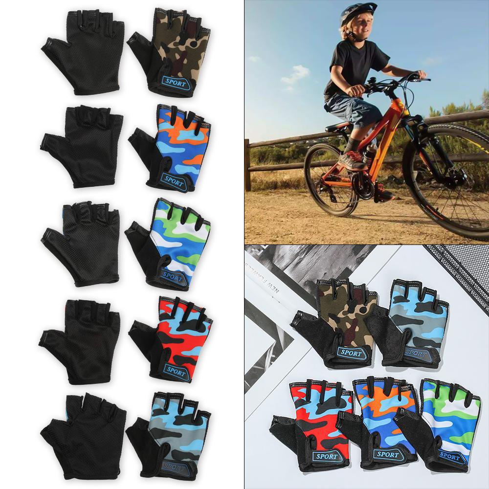 Găng Tay Đi Xe Đạp Chống Trượt Độ Co Giãn Cao In Họa Tiết Rằn Ri Cho Bé