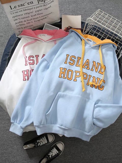 Áo hoodie nữ vải nỉ lót bông dày dặn Island | BigBuy360 - bigbuy360.vn