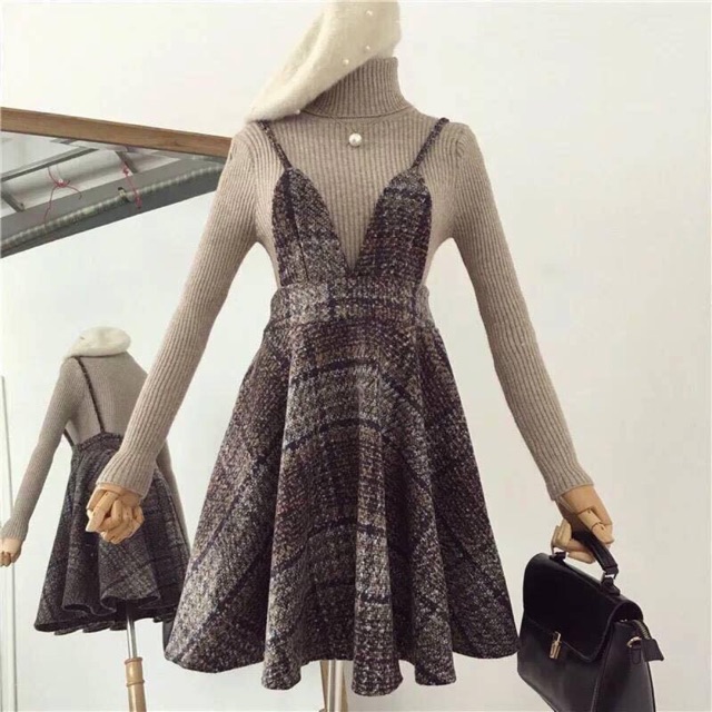 Set len váy dạ xoè