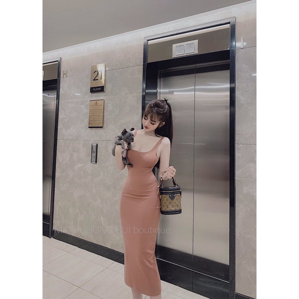 Đầm body 2 dây dáng dài tôn dáng