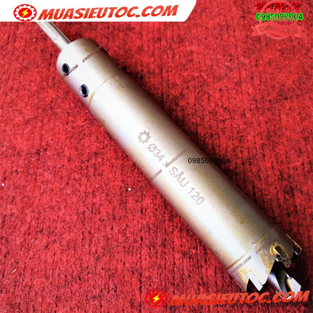 Mũi khoan rút lõi khoét tường gạch sâu Phi 34 x 120 mm không khoan bê tông, không khoan chế búa