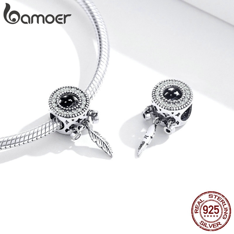 Hạt Phụ Kiện Bamoer SCC1550 Thiết Kế Dream Catcher Bằng Bạc 925 Làm Vòng Tay Phong Cách Boho
