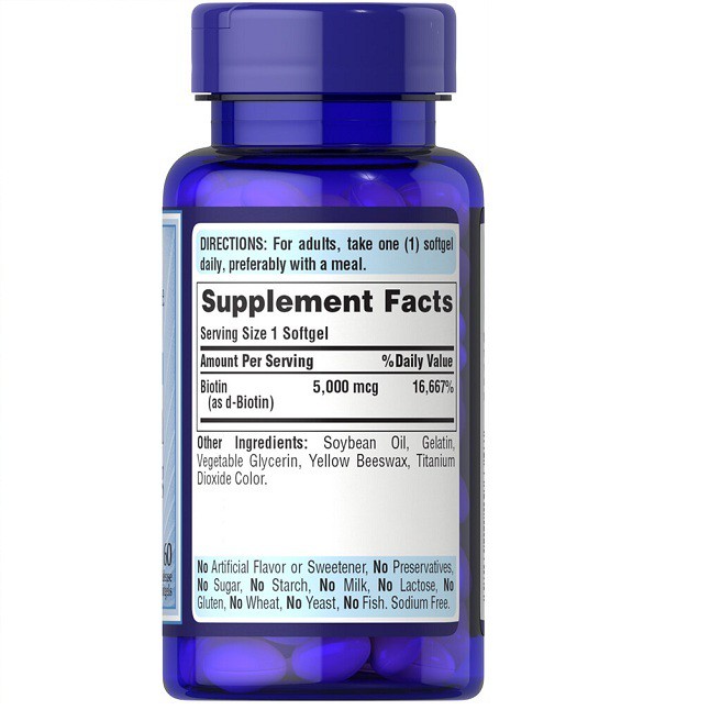 Viên uống làm đẹp tóc Biotin 5000mcg - 60 viên nhập khẩu từ Mỹ