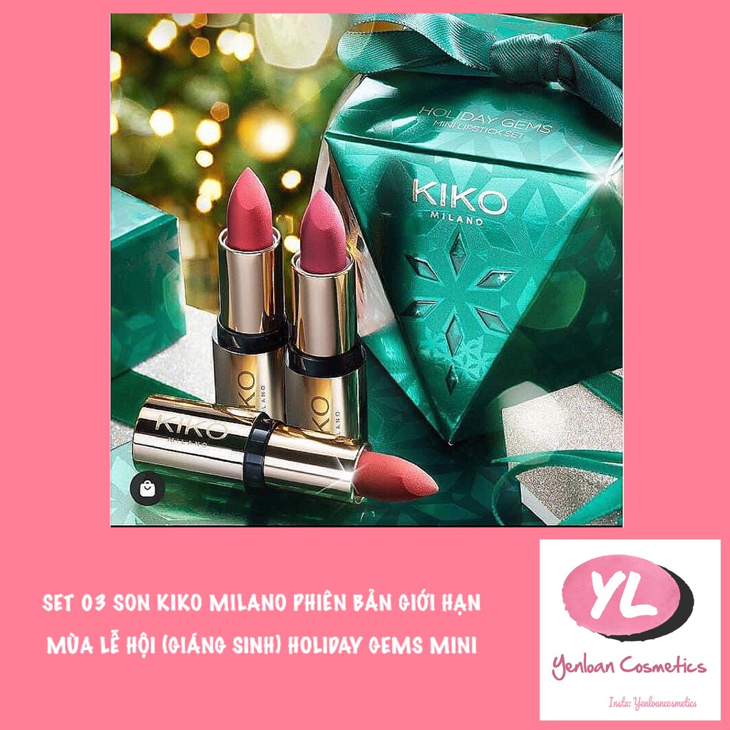 [Bill Authentic] Set 03 son KIKO phiên bản giới hạn mùa Lễ hội (Giáng sinh) 2020 - Holiday Gems Mini Lipsticks Set