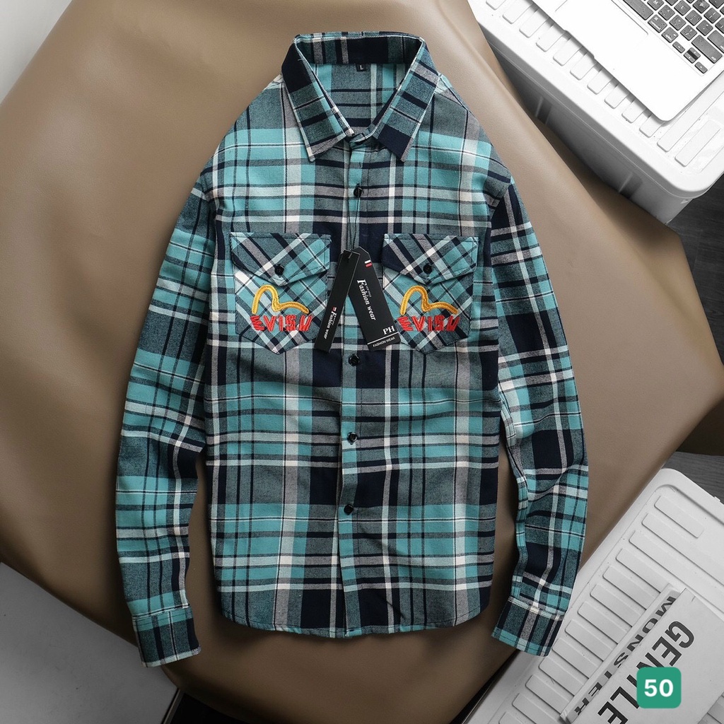 Áo Sơ mi caro nam tay dài sọc chất cotton lụa Cao Cấp mềm mịn Thêu Hình họa tiết Nhiều Màu T130