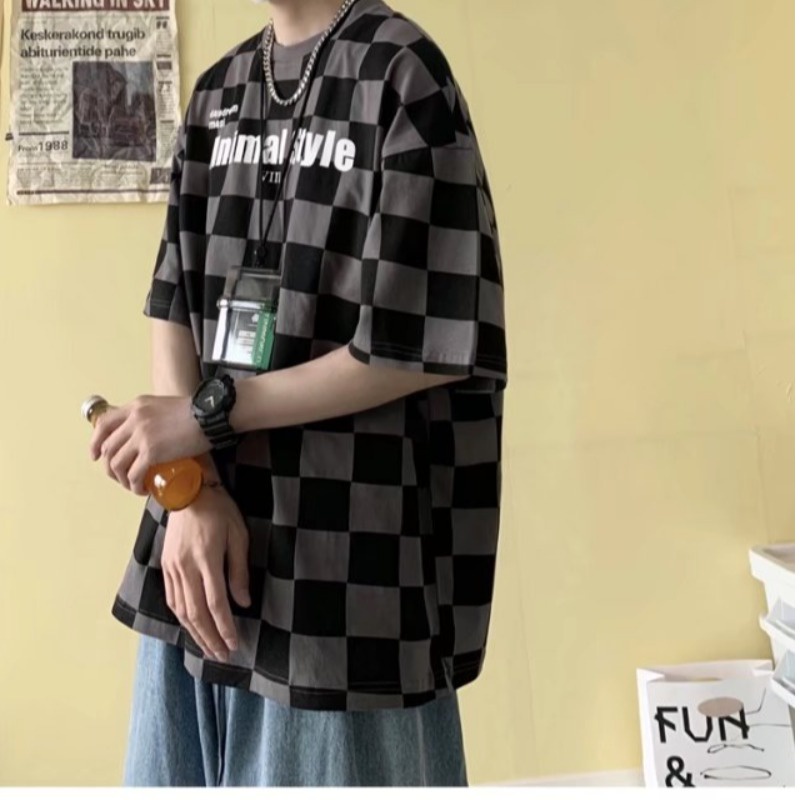 Áo Thun Nam Tay Ngắn Cổ Tròn In Họa Tiết Thời Trang Phong Cách Hàn Quốc Cho Và Nữ Bigsize Fashion Couple áo PhôNg Form RộNg Simle áo Thun Tay Lỡ Bàn CờT shirt