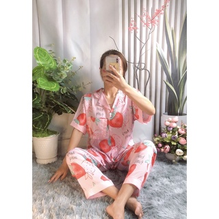 Pijama mặc nhà cổ phối lụa mango