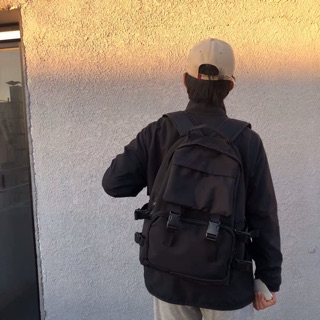 Balo Full Black có quai cài trước ngực