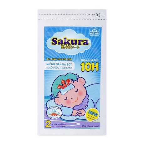 Nhà thuốc Pharnamhai, Miếng dán lạnh hạ sốt từ thảo dược cho trẻ em Sakura (Hộp 3 bao/ 6 miếng)