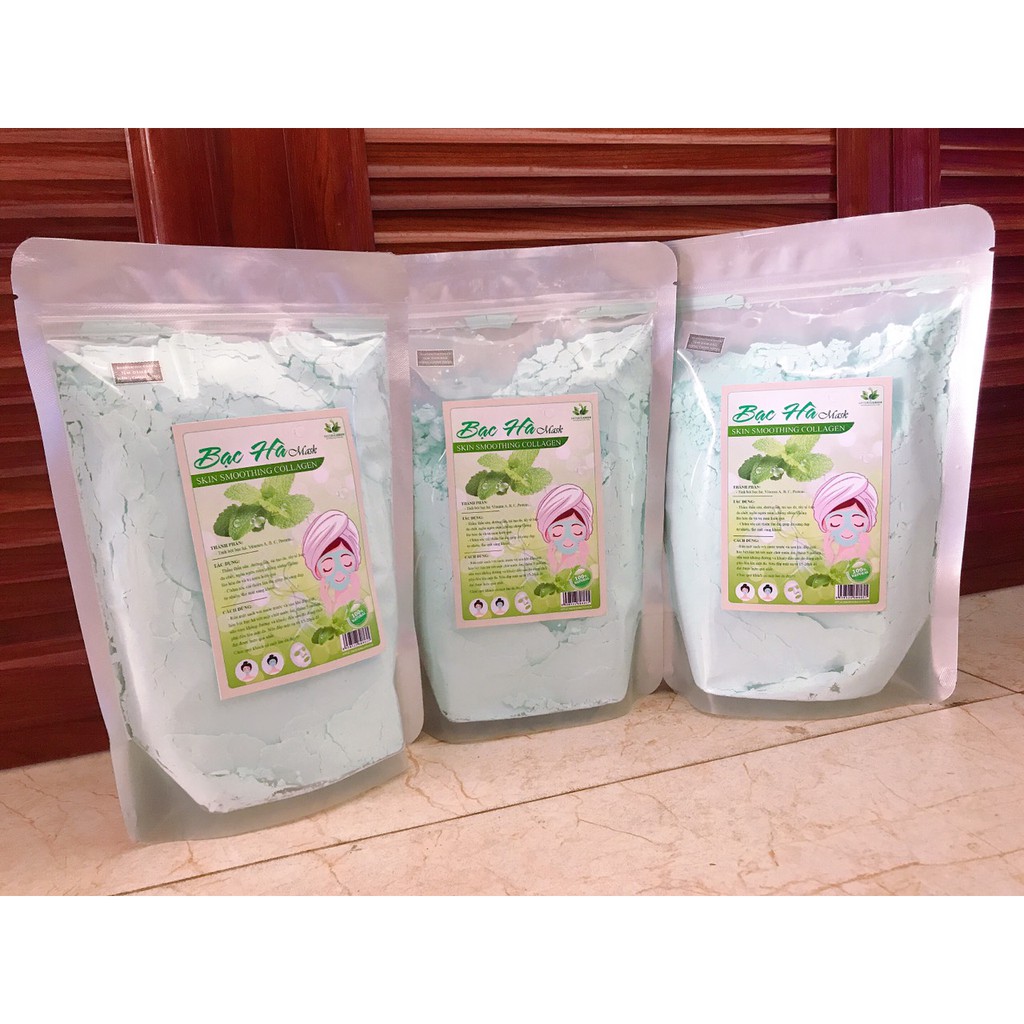 500GR Bột đắp mặt bạc hà, nạ bạc hà dẻo, bột dẻo, giảm mụn, giảm dầu nhờn dư thừa trên da