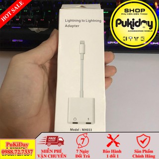 Jack Chuyển Đổi Vừa Sạc Vừa Cắm Tai Nghe Chính Hãng - Hỗ trợ Mic Iphone 7/8/X/11 - PuKiDay- Phụ Kiện Điện Thoại