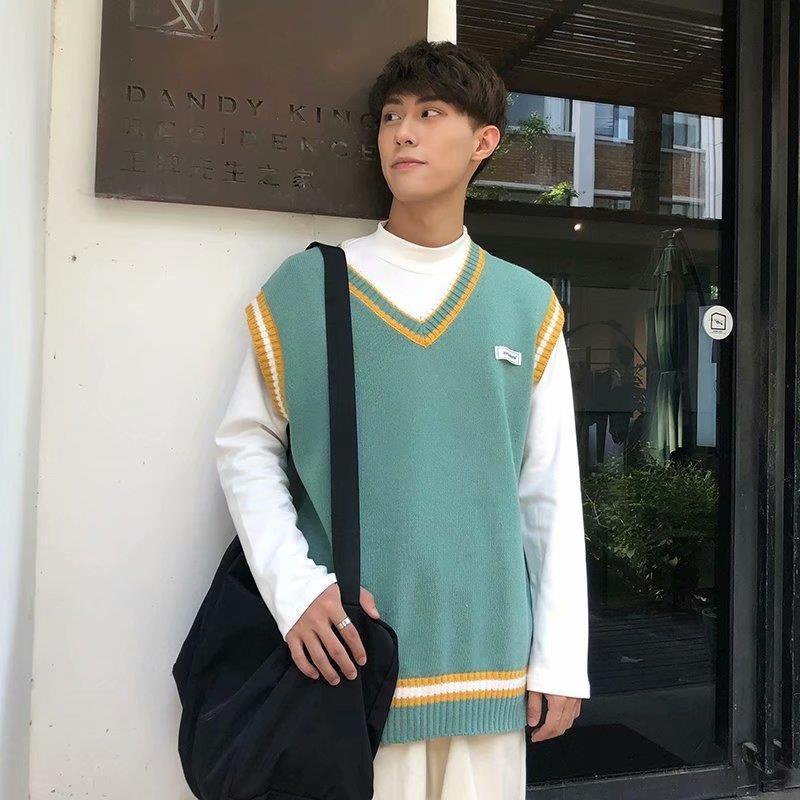 Áo khoác len không tay cổ chữ v phong cách Hàn quốc cho cặp đôi