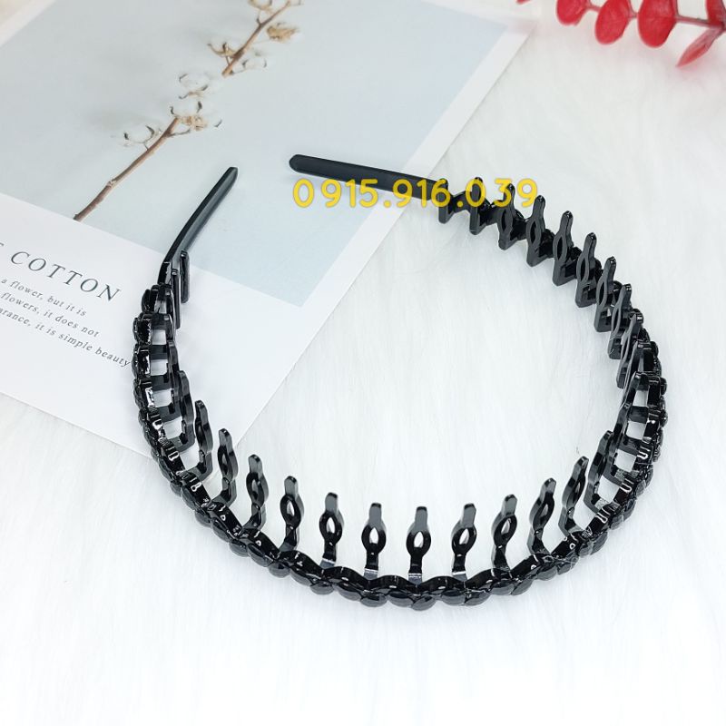 Cài Tóc Bờm Tóc Đen Đính Pha Lê, Cài Tóc Có Răng Chống Trượt