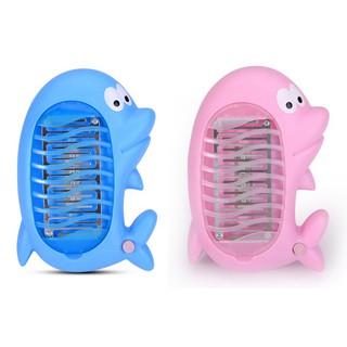 Combo 2 đèn ngủ diệt muỗi hình cá heo (xanh - hồng)