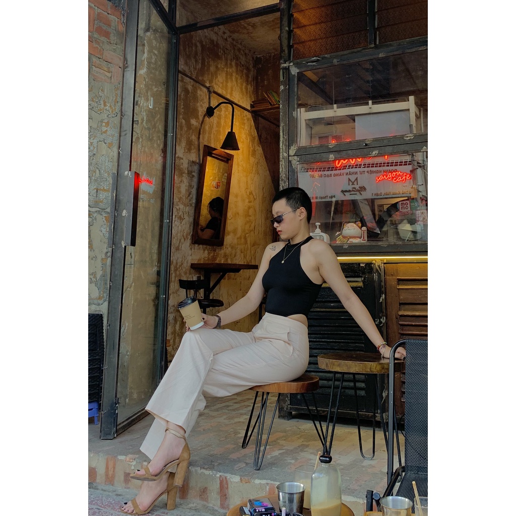 Quần Ống Suông Nữ Dài Cạp Cao Chất Liệu Linen Hai Màu Hồng Trắng Siêu Tôn Dáng Thoáng Mát Không Nhăn Không Phai Màu