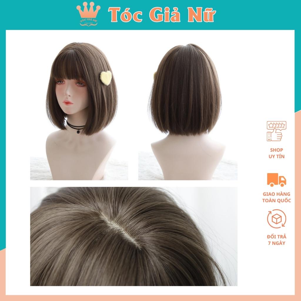 Tóc giả nữ nguyên đầu ngắn đẹp, 32cm, tặng kèm lưới trùm tóc wig, d3030