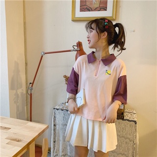 Áo polo tay phối màu