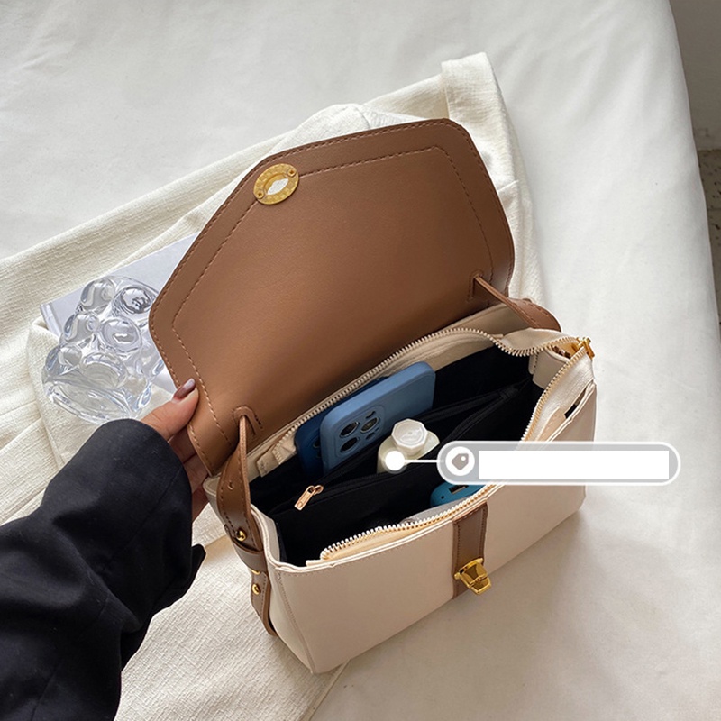 Túi Đeo Chéo Dáng Vuông Nhỏ Màu Tương Phản Chất Lượng Cao Thời Trang Cho Nữ