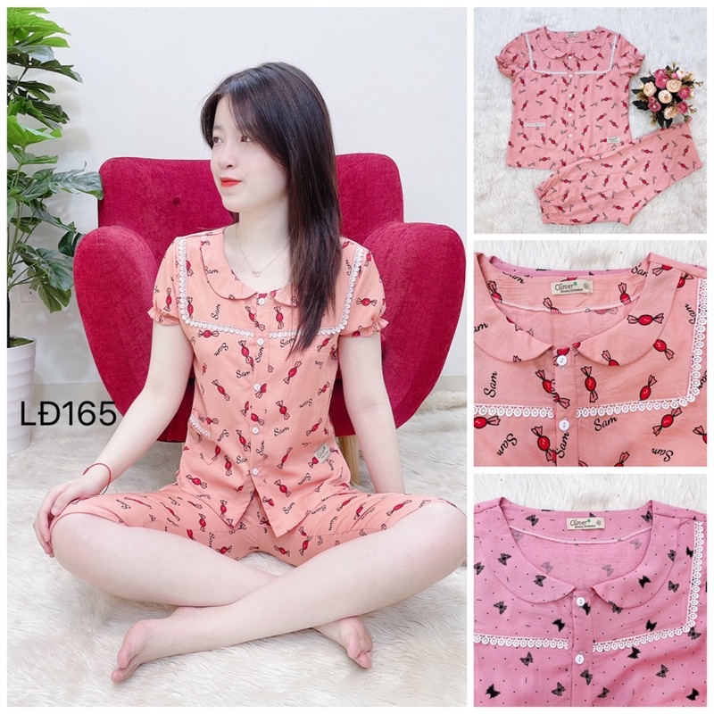 Đồ bộ mặc nhà quần lửng chất đũi lạnh siêu mềm mát ko nhăn, màu tôn da hoạ tiết cực xinh